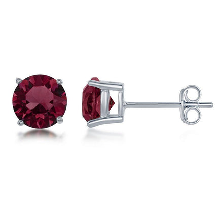 Sterling Silver Burgundy Swarovski Stud Earrings ,