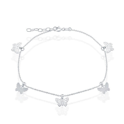 Sterling Silver Butterflies Anklet ,