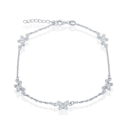 Sterling Silver Butterfly Anklet ,