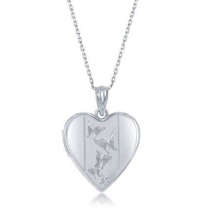 Sterling Silver Butterfly Heart Locket With chain ,