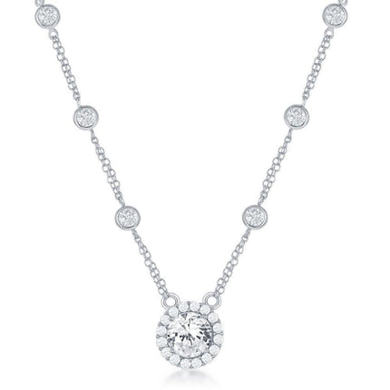 Sterling Silver By The Yard with Round CZ Necklace ,