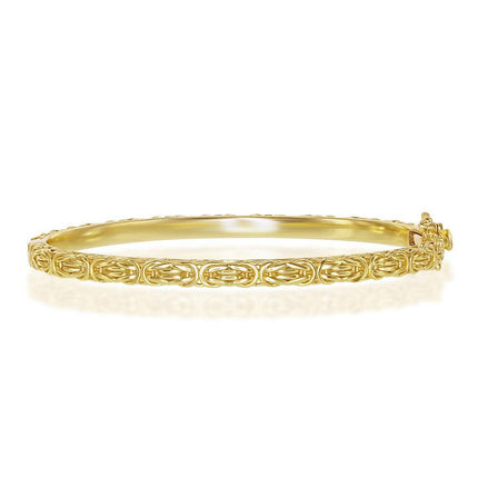 Sterling Silver Byzantine Design Bangle - Gold Plated ,