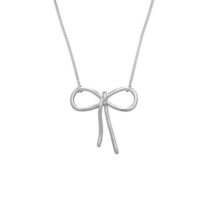 Sterling Silver Center Bow Necklace ,