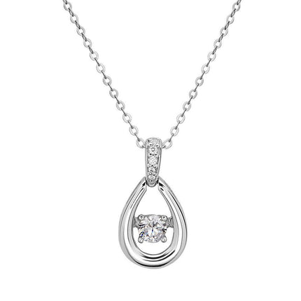 Sterling Silver Center Dancing CZ Pendant chain ,