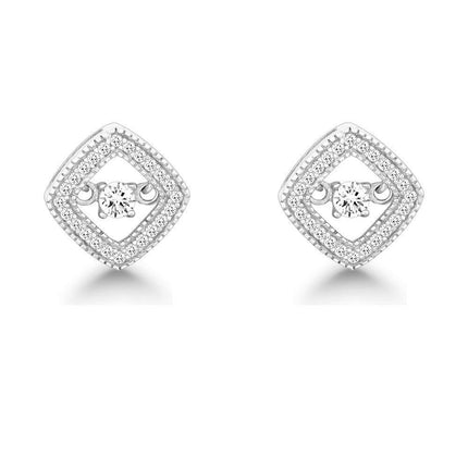 Sterling Silver Center Dancing Square Earrings ,