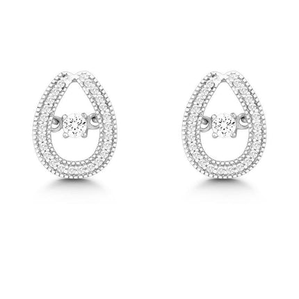 Sterling Silver Center Dancing Tear Shaped Earrings ,