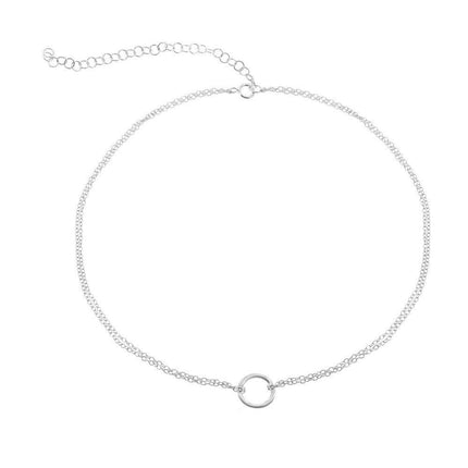 Sterling Silver Center Open Circle Choker ,