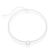 Sterling Silver Center Open Circle Choker ,