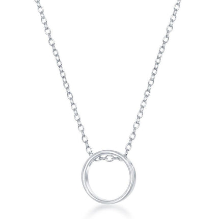 Sterling Silver Center Open Circle Design Necklace ,