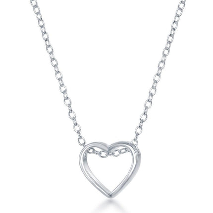 Sterling Silver Center Open Heart Design Necklace ,
