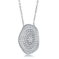Sterling Silver Center Round Cubic Zirconia Necklace ,