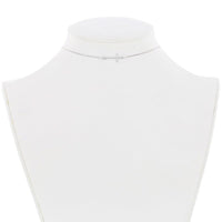 Sterling Silver Center Sideways Cross Choker Necklace ,