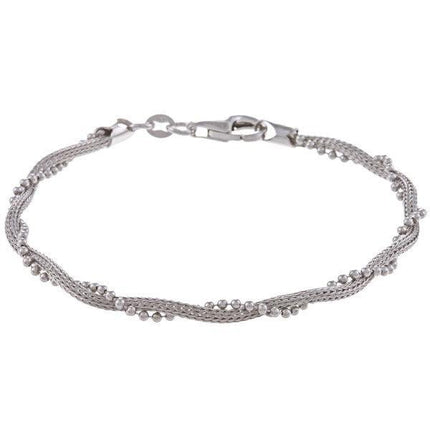 Sterling Silver Chain with Winding Beads Bracelet, 7" ,