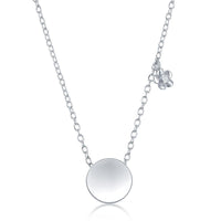 Sterling Silver Circle Necklace and Earrings Set ,
