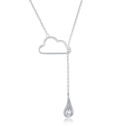 Sterling Silver Cloud and Hanging Raindrop Necklace ,
