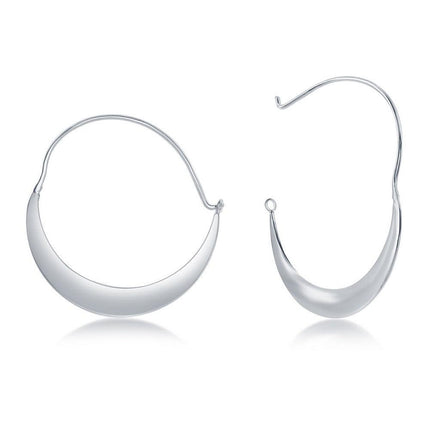 Sterling Silver Crescent Moon Wire Earrings ,