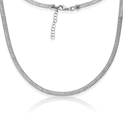 Sterling Silver Crystal Filled Mesh Necklace ,