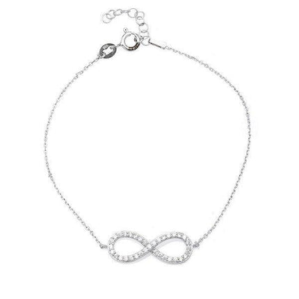 Sterling Silver Cubic Zirconia Infinity Bracelet, 7" ,