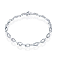 Sterling Silver Cubic Zirconia Linked Bracelet, 7" ,