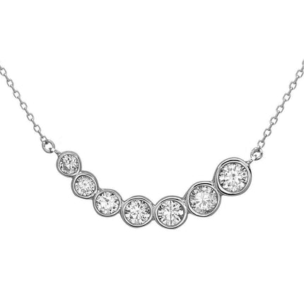 Sterling Silver Cubic Zirconia Semi Circle Necklace ,
