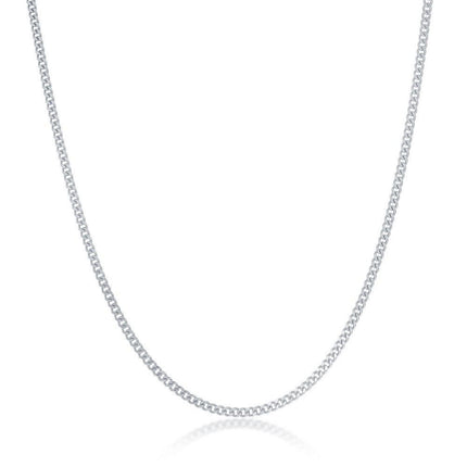 Sterling Silver Curb 050 Chain - Rhodium Plated ,