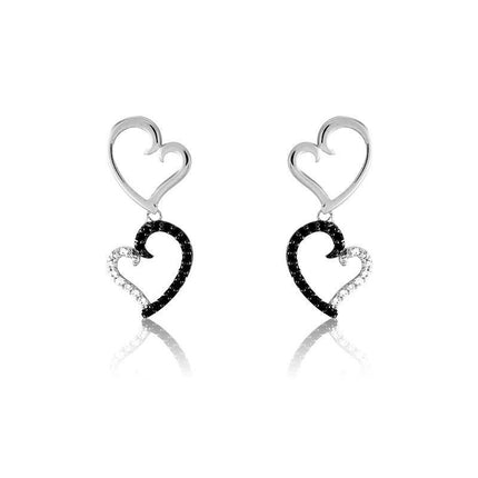 Sterling Silver Curled Heart Dangling Earrings ,