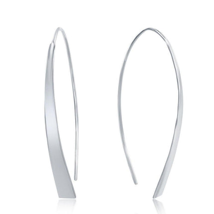 Sterling Silver Curved Flat Bar Threader Earrings ,