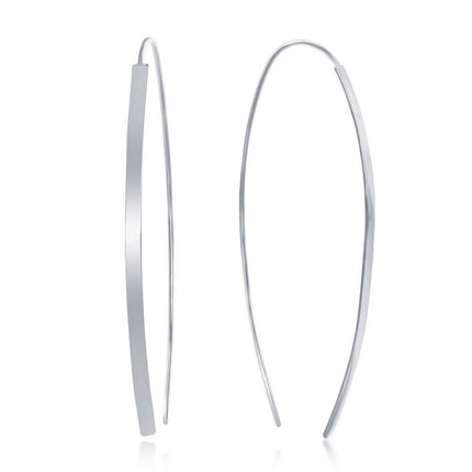 Sterling Silver Curved Thin Bar Threader Earrings ,