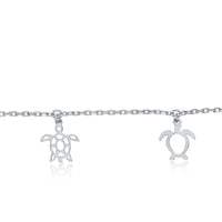 Sterling Silver Cut-Out Sea Turtle Anklet ,