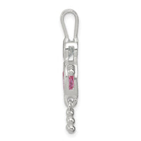 Sterling Silver CZ & October Pink CZ Boy Pendant ,