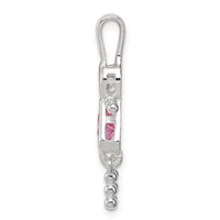 Sterling Silver CZ & October Pink CZ Girl Pendant ,