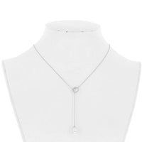 Sterling Silver CZ Circle with Teardrop FWP Adjustable Necklace ,