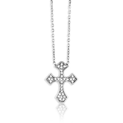 Sterling Silver CZ Cross Design Necklace ,