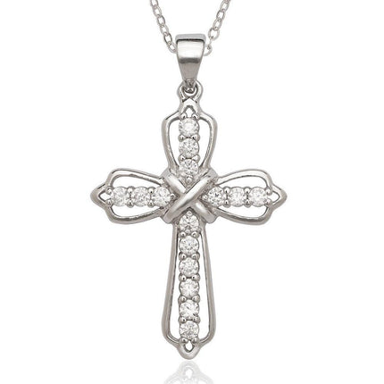 Sterling Silver CZ Cross Pendant ,