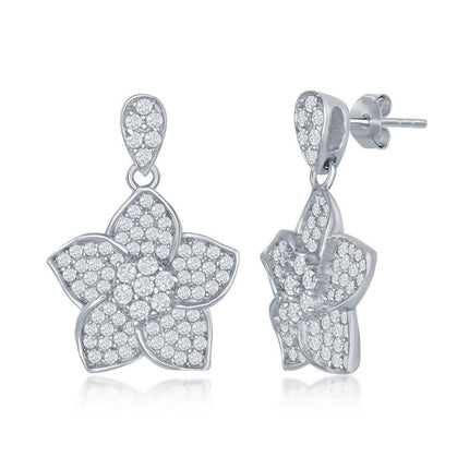 Sterling Silver CZ Daffodil Earrings ,