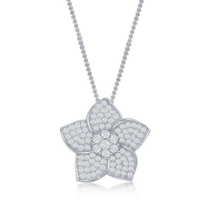 Sterling Silver CZ Daffodil Slider Pendant ,