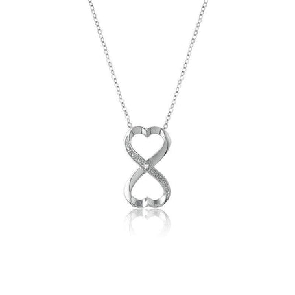 Sterling Silver CZ Heart Infinity Pave Pendant ,