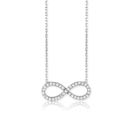 Sterling Silver CZ Infinity Design Necklace ,