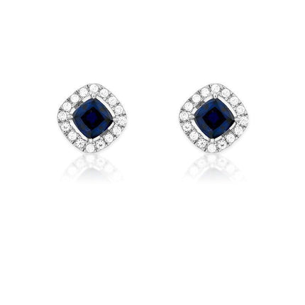Sterling Silver CZ Micro Pave Square Stud Earrings ,