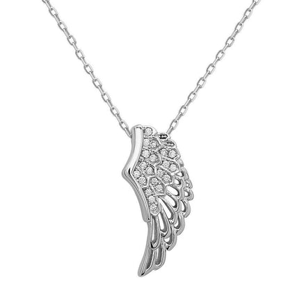 Sterling Silver CZ Open Wing Pendant ,