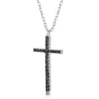Sterling Silver CZ Reversible Cross Necklace ,