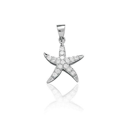 Sterling Silver CZ Starfish Pendant ,