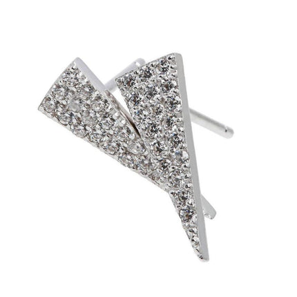 Sterling Silver CZ Triangle Stud Earrings ,