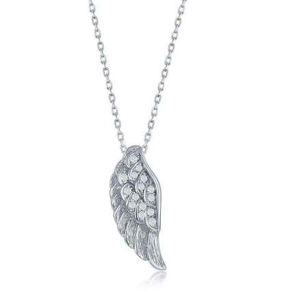 Sterling Silver CZ Wing Pendant ,