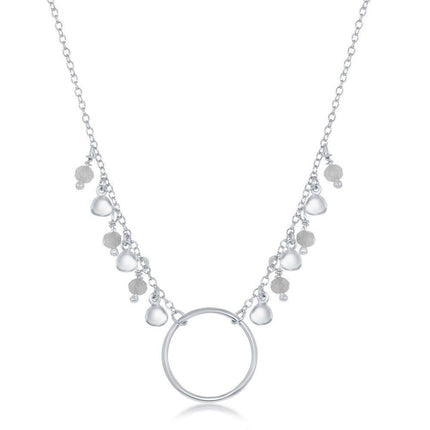 Sterling Silver Dangling Labradorite and Discs Necklace ,