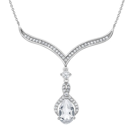 Sterling Silver Dangling Teardrop Necklace ,