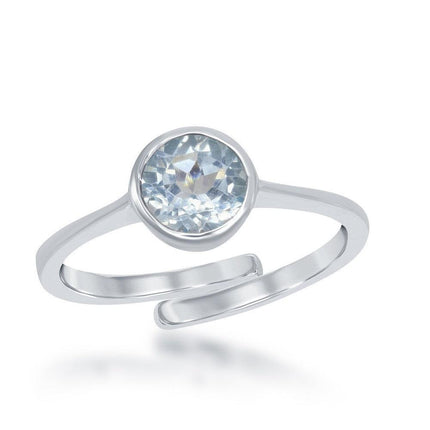 Sterling Silver "December" Blue Topaz Bezel Set Ring ,
