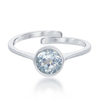 Sterling Silver "December" Blue Topaz Bezel Set Ring ,