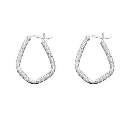 Sterling Silver Designed Hoop Earrings ,