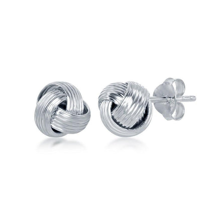 Sterling Silver Designed Love Knot Stud Earrings ,